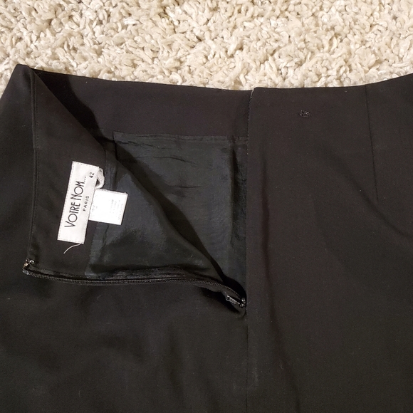 VOTRE NOM | Vintage Black Pencil Wool Blend Mini Skirt (Size 8 / 10) - Picture 5 of 8